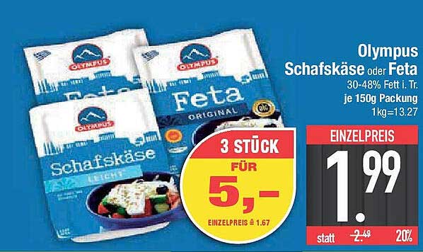 Olympus Schafskäse oder Feta 150g Packung