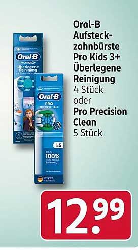 Oral-B Aufsteckzahnbürste Pro Kids 3+ Überlegene Reinigung 4 Stück oder Pro Precision Clean 5 Stück