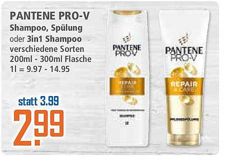 PANTENE PRO-V Shampoo, Spülung oder 3in1 Shampoo verschiedene Sorten 200ml - 300ml Flasche