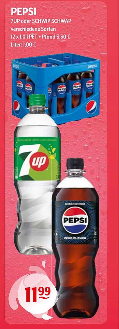 PEPSI 7UP oder SCHWIP SCHWAP 12 x 1,0 l PET