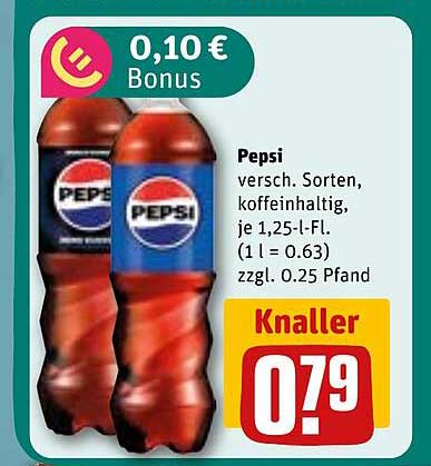 Pepsi – verschiedene Sorten, 1,25 l-Flasche