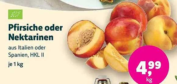 Pfirsiche oder Nektarinen aus Italien oder Spanien, HKL II je 1 kg