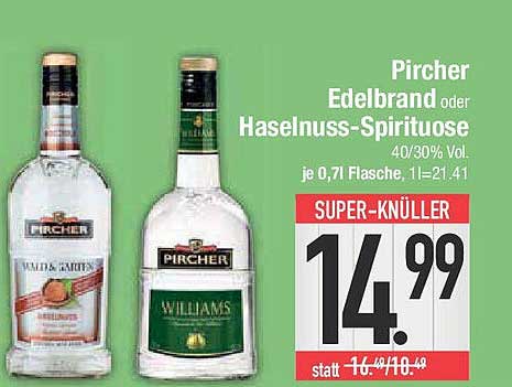 Pircher Edelbrand oder Haselnuss-Spirituose 0,71l
