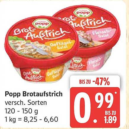 Popp Brotaufschnitt - verschiedene Sorten 120-150 g