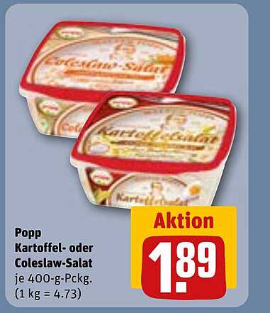 Popp Kartoffel- oder Coleslaw-Salat 400-g-Packung
