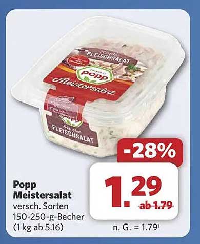 Popp Meistersalat verschiedene Sorten 150-250 g Becher