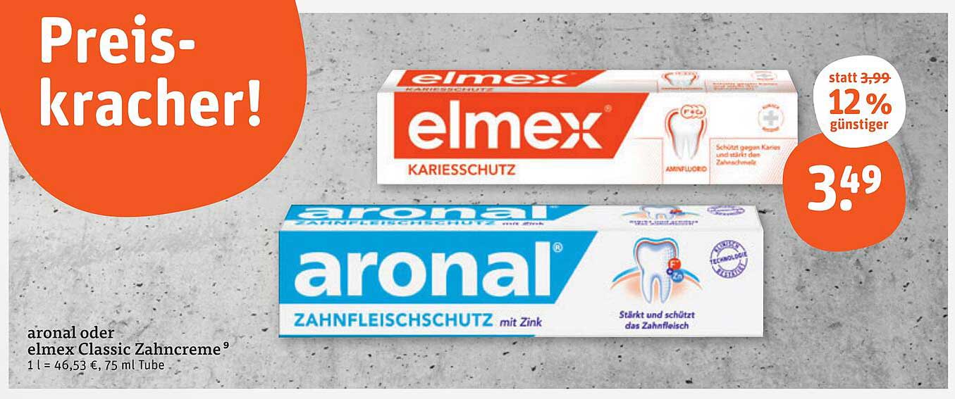 Preis-Kracher: aronal oder elmex Classic Zahnpasta