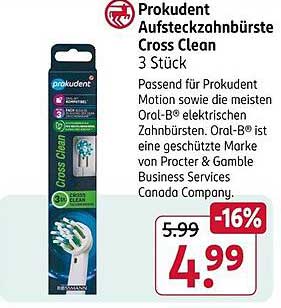 Prokudent Aufsteckzahnbürste Cross Clean 3 Stück