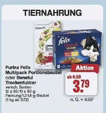 Purina Felix Multipack Portionsbeutel oder Beneful Trockenfutter