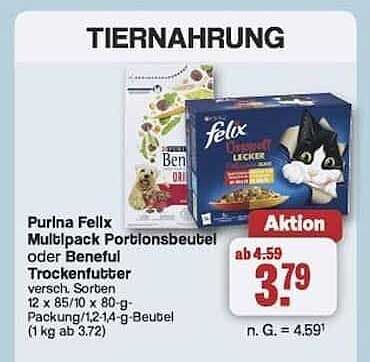 Purina Felix Multipack Portionsbeutel oder Beneful Trockenfutter
