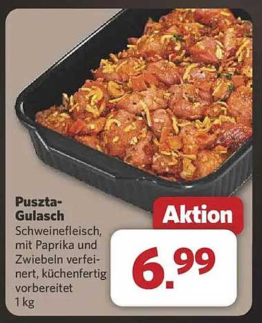 Puszta-Gulasch – Schweinefleisch mit Paprika und Zwiebeln, küchenfertig vorbereitet