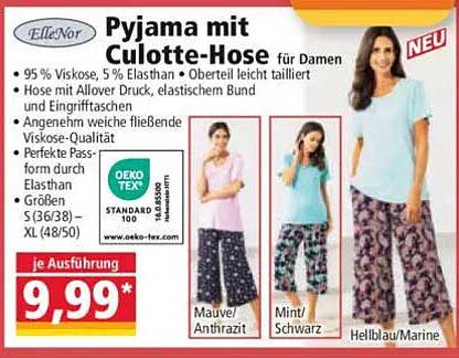 Pyjama mit Culotte-Hose für Damen