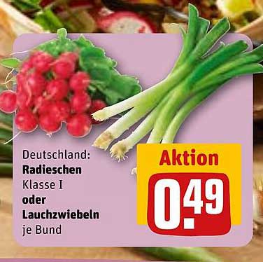 Radieschen Klasse I oder Lauchzwiebeln je Bund