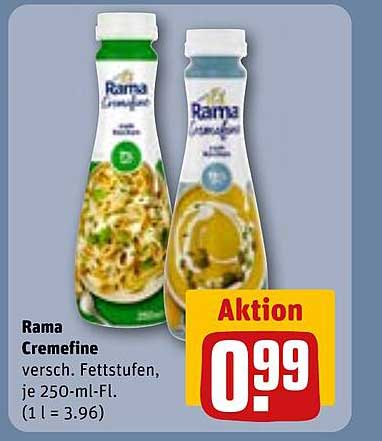 Rama Cremefine, verschiedene Fettstufen, je 250-ml-Fl.