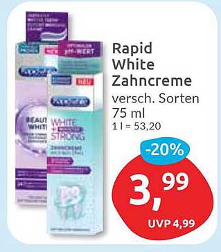 Rapid White Zahncreme 75 ml - 20% Rabatt