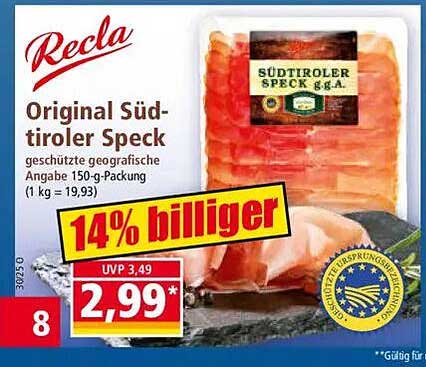Recla Original Südtiroler Speck 150-g-Packung