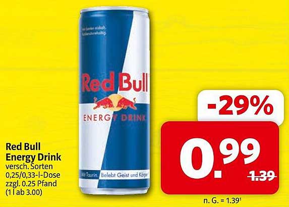 Red Bull Energy Drink versch. Sorten 0,25/0,33-l-Dose zzgl. 0.25 Pfand