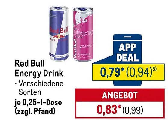 Red Bull Energy Drink - verschiedene Sorten je 0,25 l-Dose