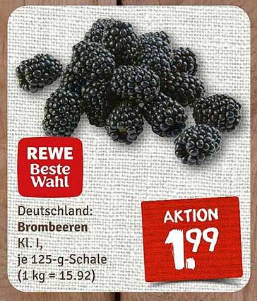 REWE Beste Wahl: Brombeeren Kl. I, je 125-g-Schale