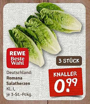 REWE Beste Wahl Romana Salatherzen 3 Stück