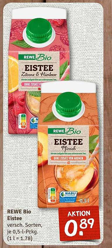 REWE Bio Eistee - Zitrone & Himbeere oder Pfirsich