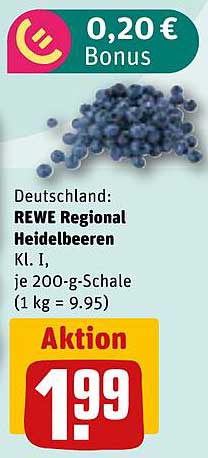 REWE Regional Heidelbeeren Kl. I, je 200-g-Schale