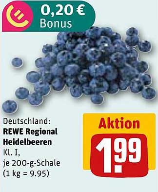REWE Regional Heidelbeeren Kl. I, je 200-g-Schale