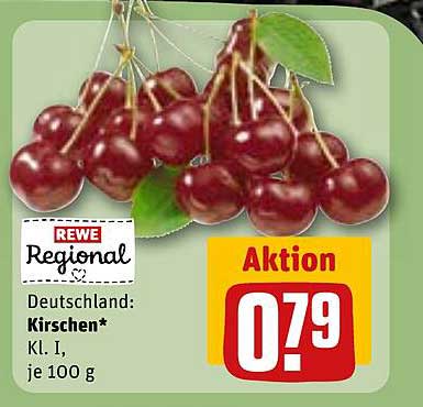 REWE Regional: Kirschen Kl. I, je 100 g