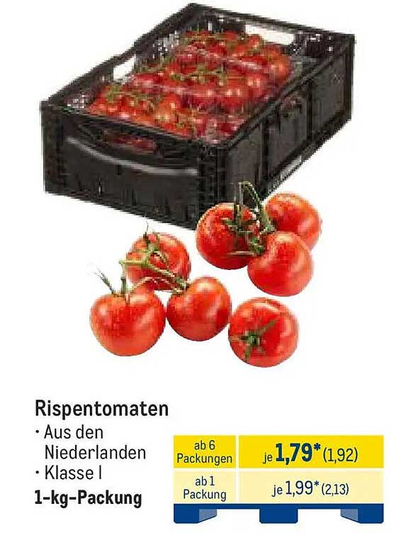 Rispen Tomaten – Aus den Niederlanden, Klasse I, 1-kg-Packung