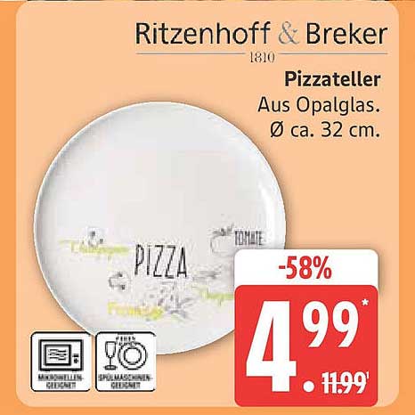 Ritzenhoff & Breker Pizzateller aus Opalglas Ø ca. 32 cm