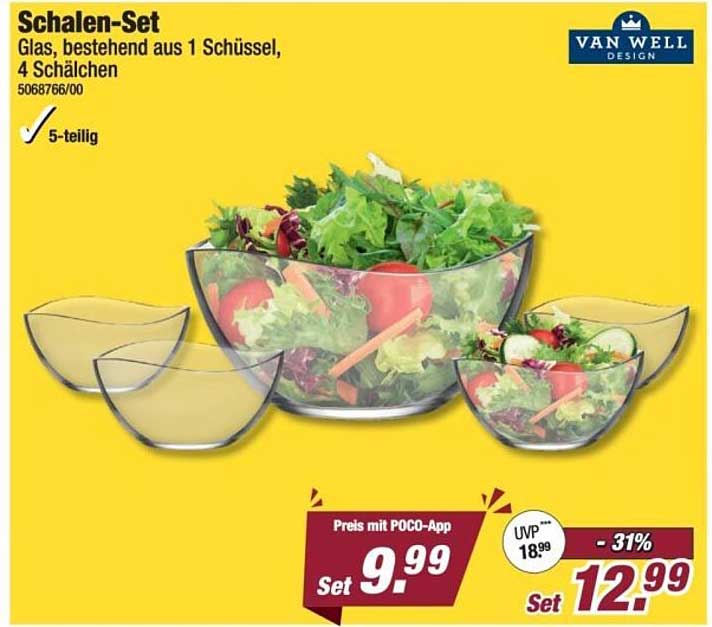 Schalen-Set, bestehend aus 1 Schüssel und 4 Schälchen