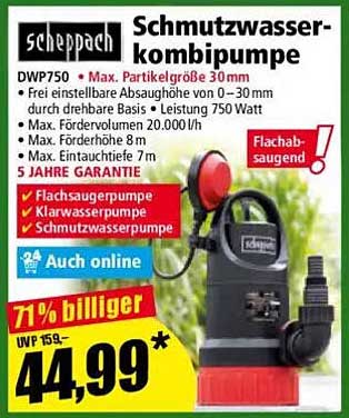Scheppach Schmutzwasser-Kombipumpe DWP750