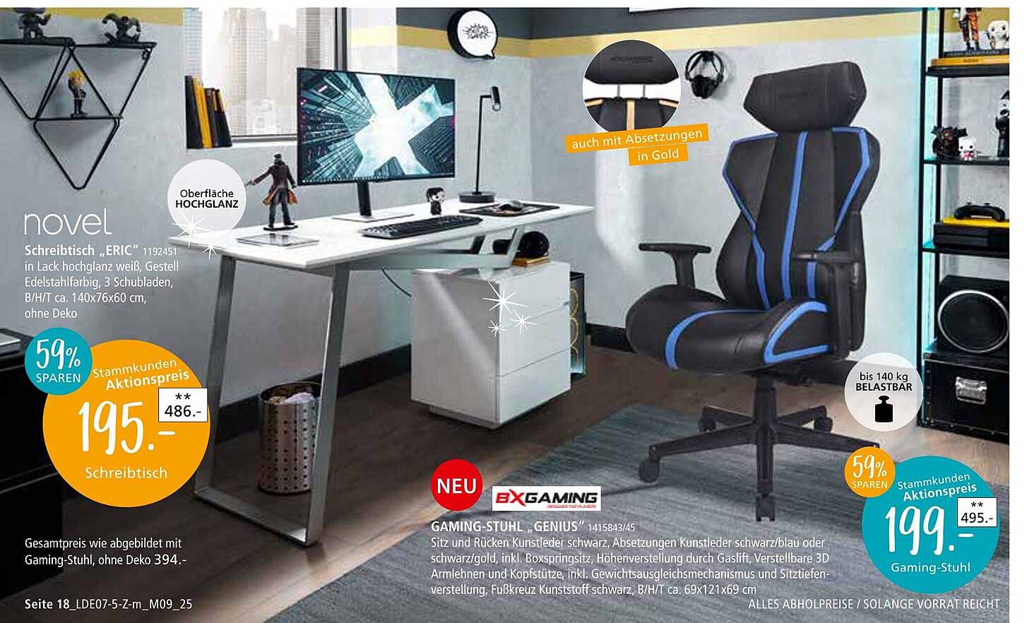 Schreibtisch "ERIC" und Gaming-Stuhl "GENIUS"