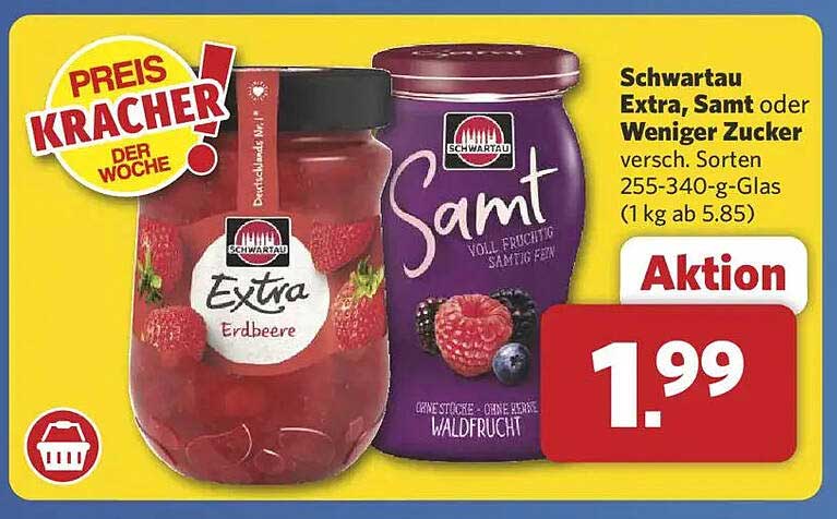 Schwartau Extra, Samt oder Weniger Zucker – Preis Kracher der Woche