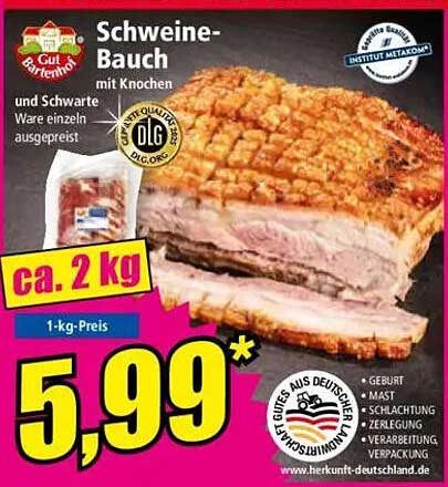 Schweinebauch mit Knochen - ca. 2 kg