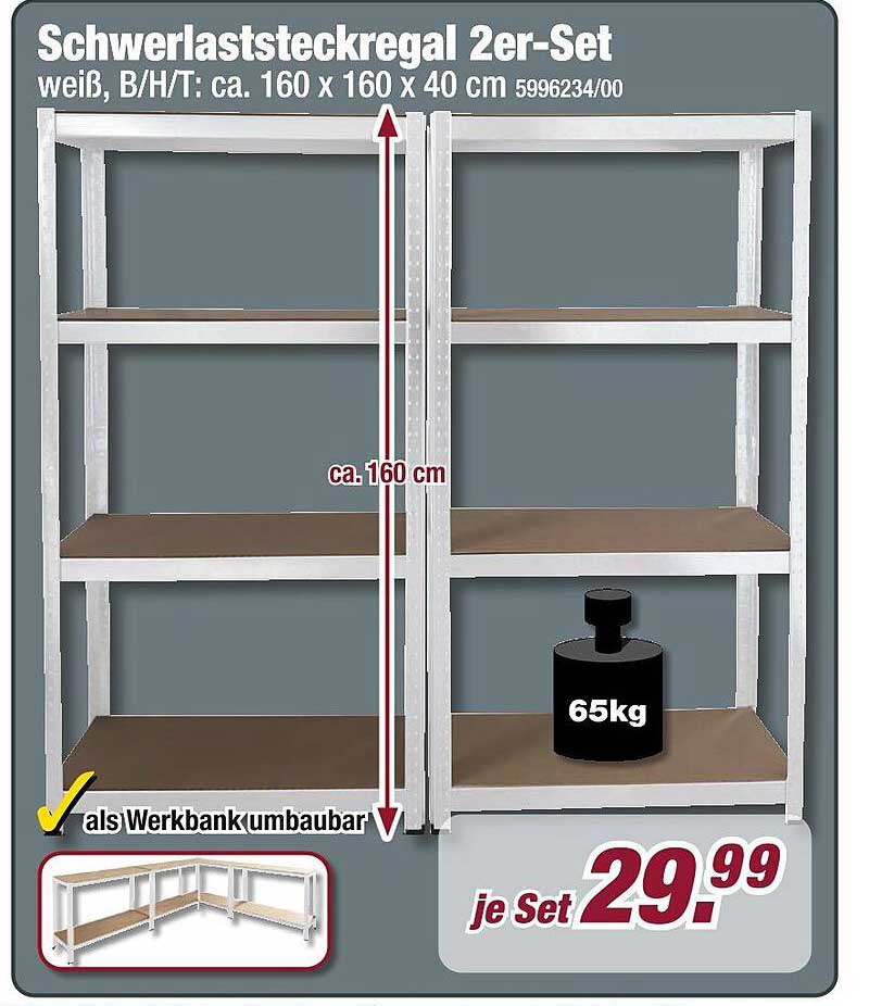 Schwerlaststeckregal 2er-Set