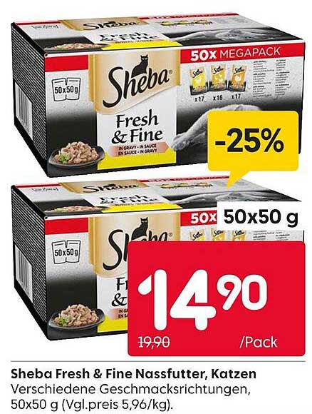 Sheba Fresh & Fine Nassfutter, Katzen - 50x50 g Megapack
