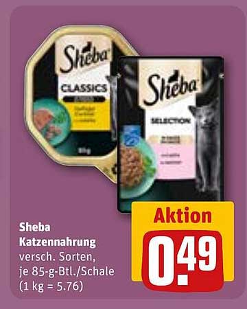 Sheba Katzennahrung, verschiedene Sorten, jeweils 85-g-Btl./Schale