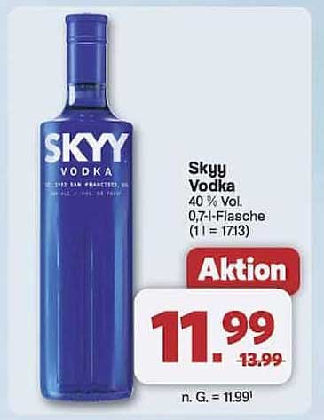Skyy Vodka 0,7 l Flasche - Aktion!