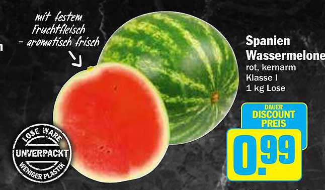Spanien Wassermelone – rot, kernarm, Klasse I