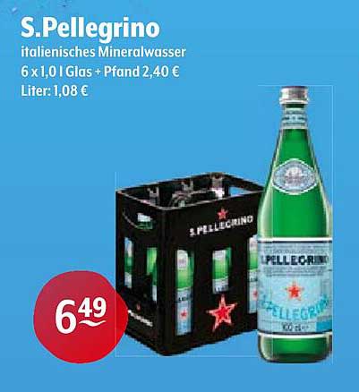 S.Pellegrino Mineralwasser 6 x 1,0 l Glas