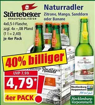 Störtebeker Naturradler - Zitrone, Mango, Sanddorn oder Banane