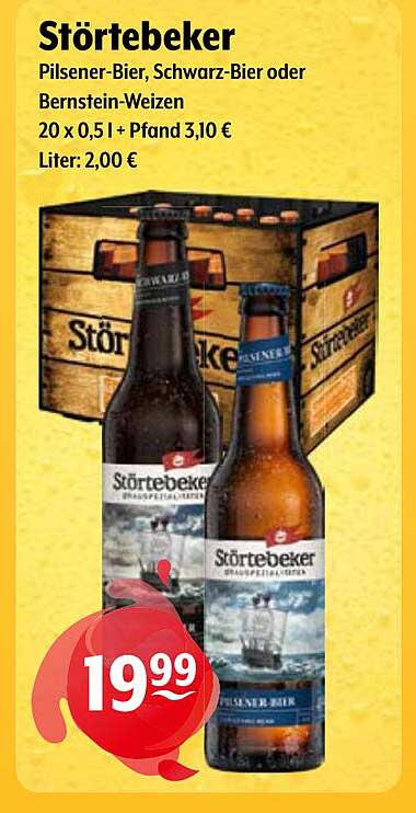 Störtebeker Pilsener-Bier, Schwarz-Bier oder Bernstein-Weizen 20 x 0,5 l