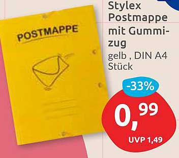 Stylex Postmappe mit Gummizug, gelb, DIN A4, Stück