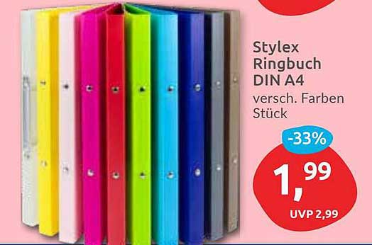Stylex Ringbuch DIN A4 - Verschiedene Farben für nur 1,99 €