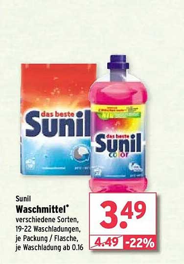 Sunil Waschmittel - verschiedene Sorten, 19-22 Waschladungen