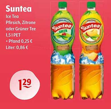 Suntea Ice Tea Pfirsich, Zitrone oder Grüner Tee 1,5 l PET