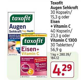 Taxofit Augen Sehkraft 30 Kapseln oder Eisen + Vitamin C 40 Kapseln
