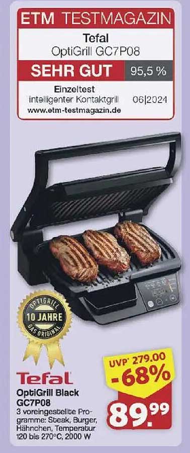 Tefal OptiGrill GC7P08 - intelligenter Kontaktgrill