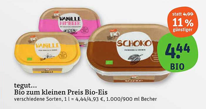 tegut... Bio zum kleinen Preis Bio-Eis - Verschiedene Sorten